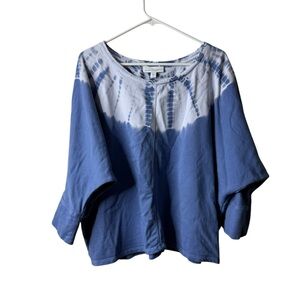 Pure J Jill Blue Purple Organically Grown Cotton Tie Dye Sweatshirt